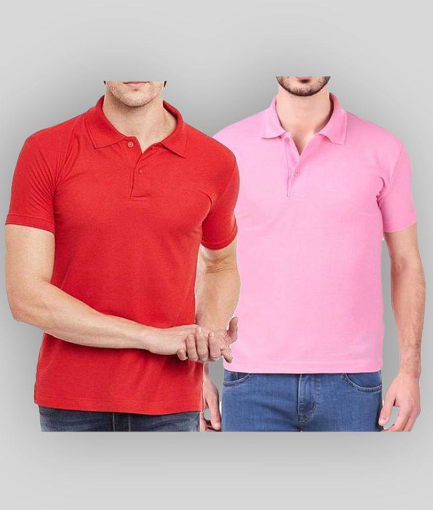 SKYRISE - Multicolor Cotton Blend Slim Fit Men's Polo T Shirt ( Pack of 2 ) - None