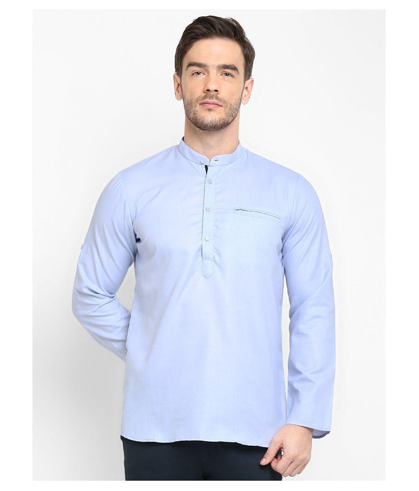 Hangup Blue Cotton Blend Kurta Single - None