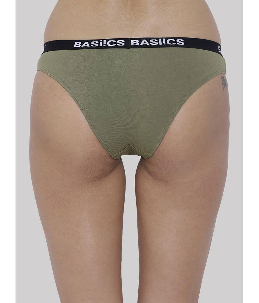 Premium Men BASIICS By La Intimo - Olive BCPBR08 Cotton Lycra Solid Women's Bikini ( Pack of 1 )