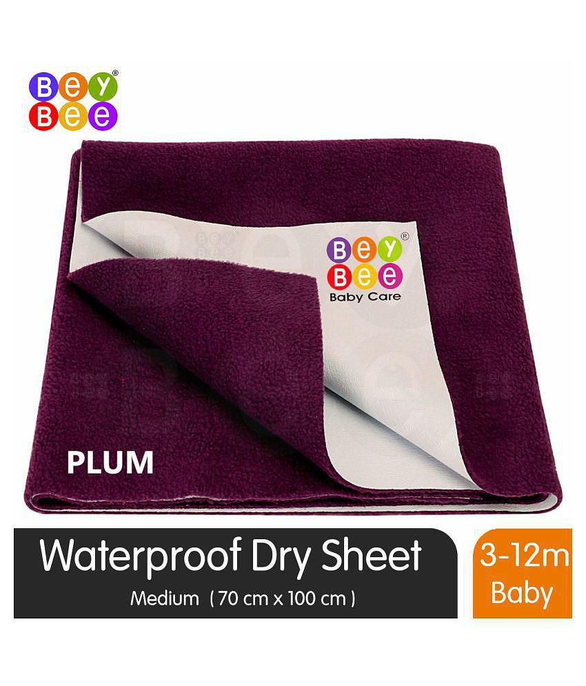 BeyBee Waterproof Rubber Sheet (Medium (100cm X 70cm), Plum) - Medium - upto 120 cm length