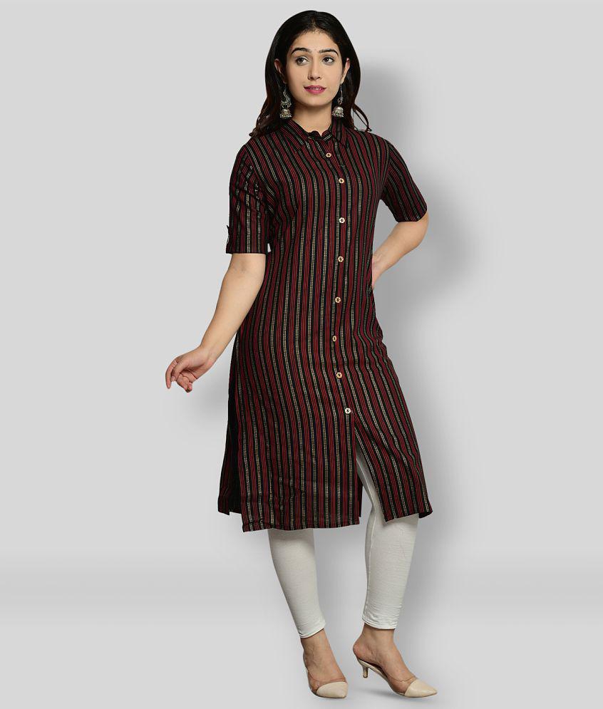 Glorious - Multicolor Rayon Women's Front Slit Kurti ( Pack of 1 ) - XXL