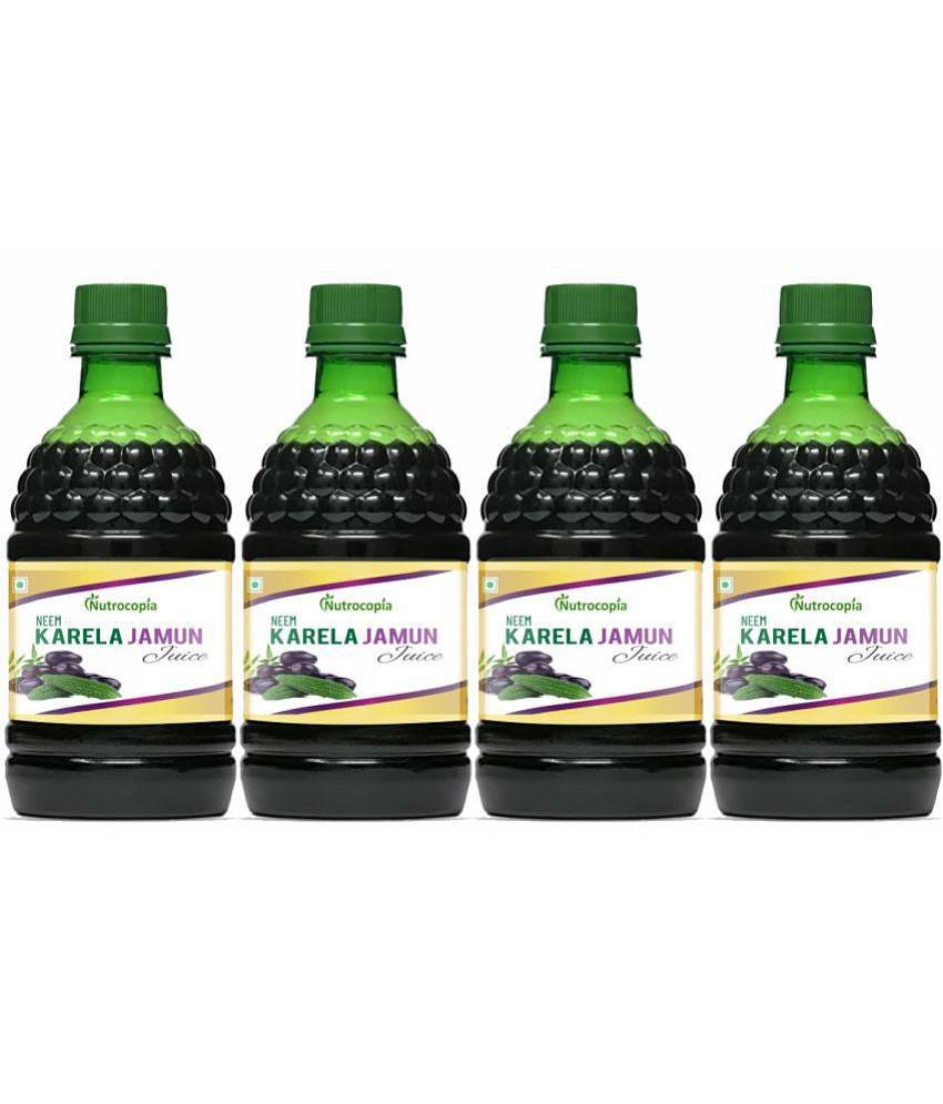 NUTROCOPIA Neem Karela Jamun Juice for Diabetes - 400 ml, Ayurvedic Diabetic Care Juice, Helps Maintain Healthy Sugar Levels, Immunity Booster Juice for Skin Care & Natural Detox Pack of 4