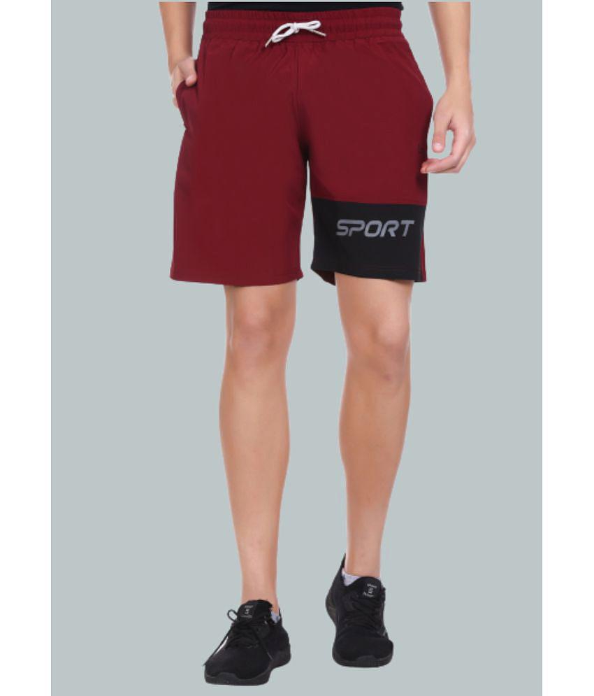 LEEBONEE - Maroon Polyester Blend Men's Shorts ( Pack of 1 ) - None