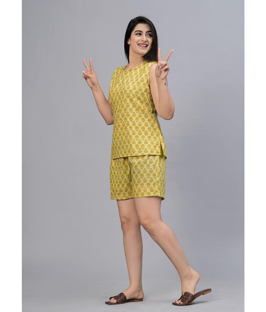 Premium Men Frionkandy Yellow Cotton Womens Nightwear Nightsuit Sets ( Pack of 1 ) - None 2025 a