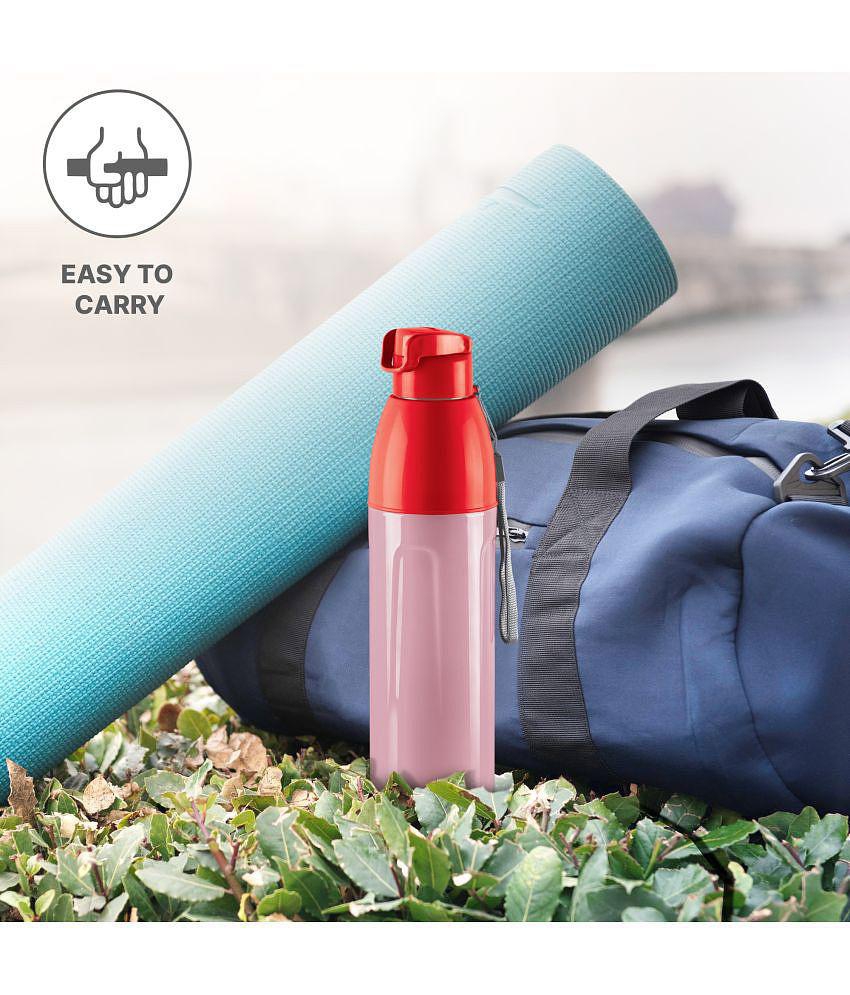 Milton Kool Convex 900 Insulated Inner Pet Water Bottle, 700 ml, Light Red | Easy To Carry | Leak Proof | School | Office | Gym | Hiking | Treking | Travel Bottle - Red