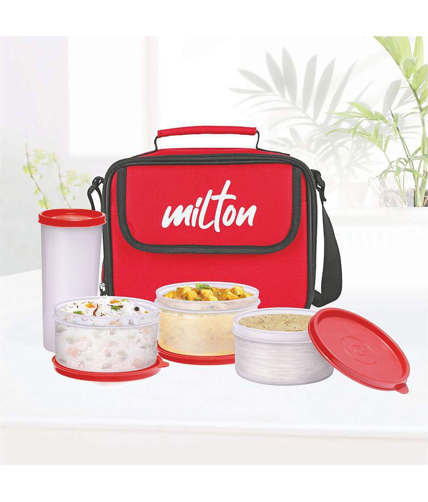 Milton New Meal Combi Lunch Box, 3 Containers and 1 Tumbler, Red