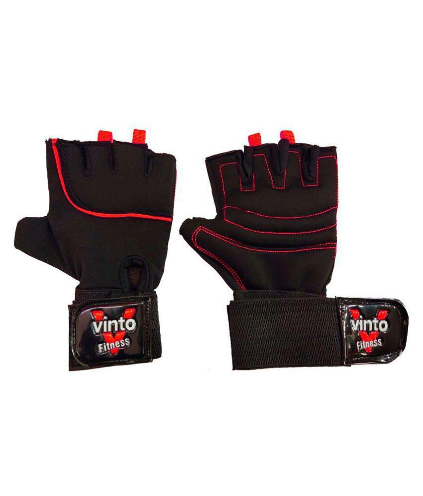 VINTO Fitness Comfortable Neoprene Gym Gloves Black RED - One Size