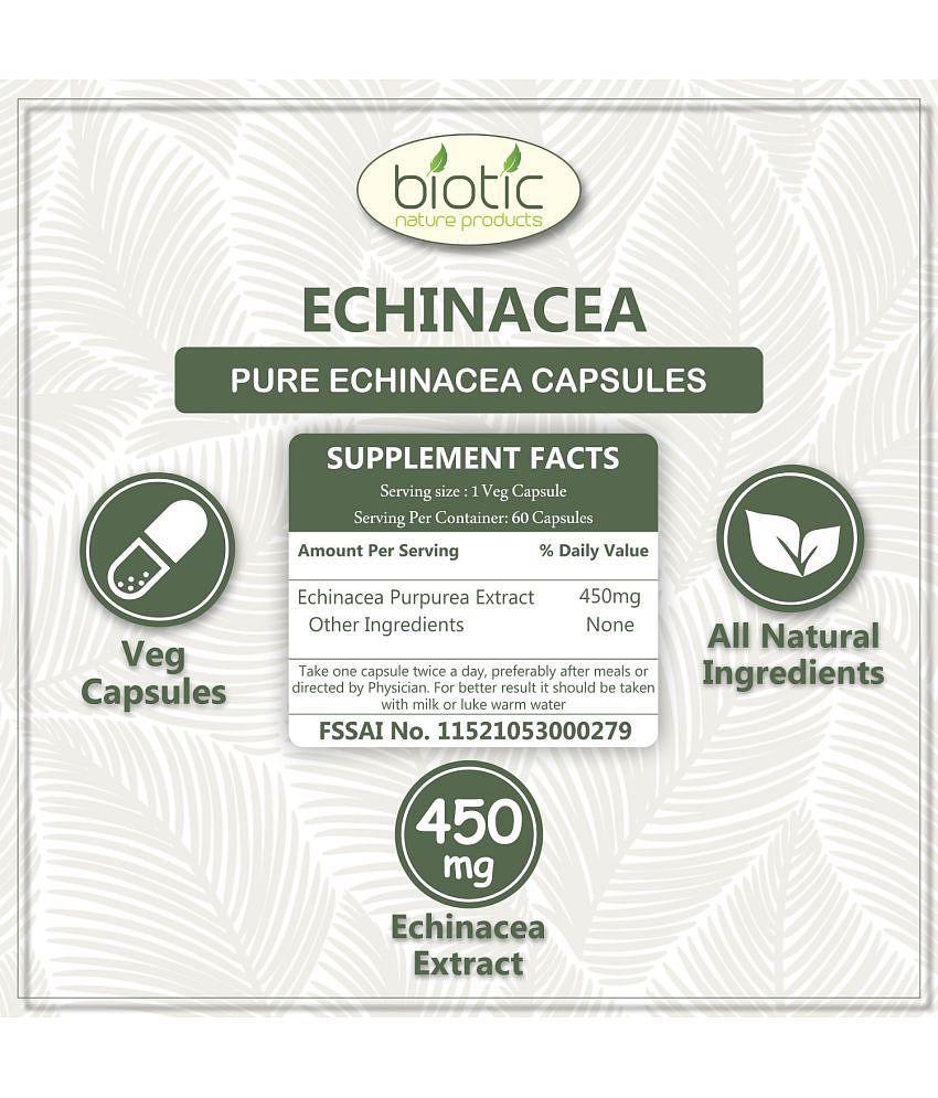 Biotic Echinacea Capsules Extract 450mg Veg Capsules 60 no.s