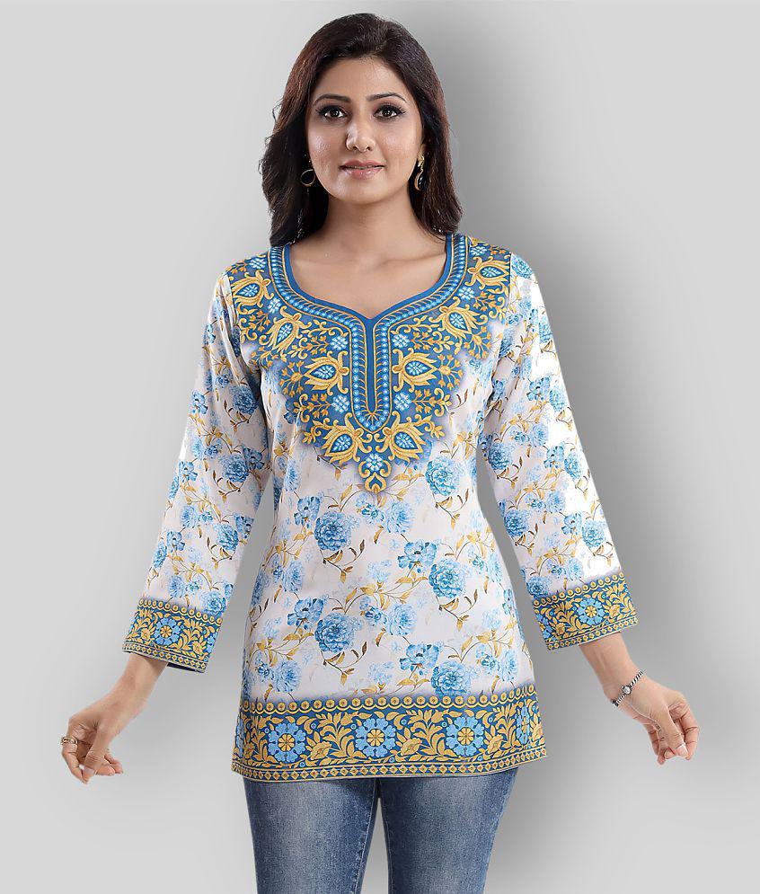 Meher Impex - Multicolor Crepe Women''s Straight Kurti - XL