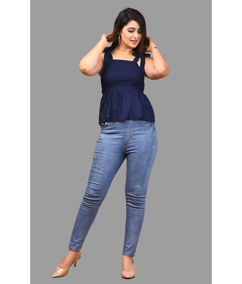 Latest Men Frionkandy - Navy Blue Rayon Womens Empire Top ( Pack of 1 ) - None 2025 at ShopCircu