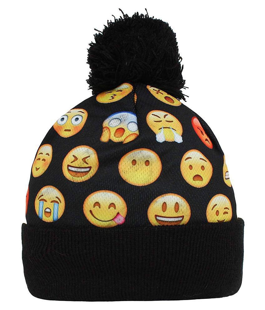 Buy Online Garg Store Zacharias Boy'S Kids Emojis Printed Woolen Winter Cap - None