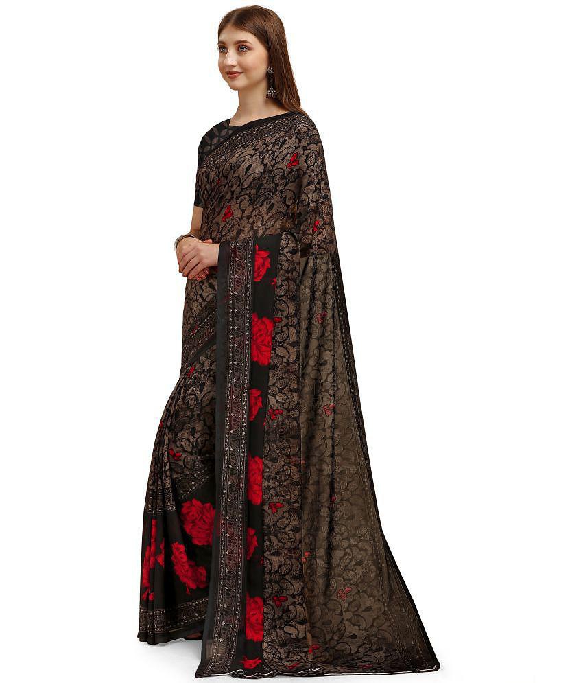 LEELAVATI - Black Georgette Saree With Blouse Piece ( Pack of 1 ) - Black