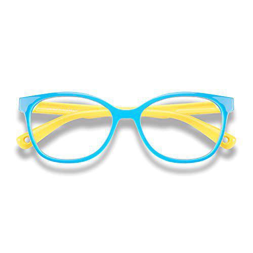 Protective Kids UV400 Blue Light Glasses Filtering Harmful Rays for Everyday Screen Time Comfort (Age 8-16 Yrs, Blue-Yellow)