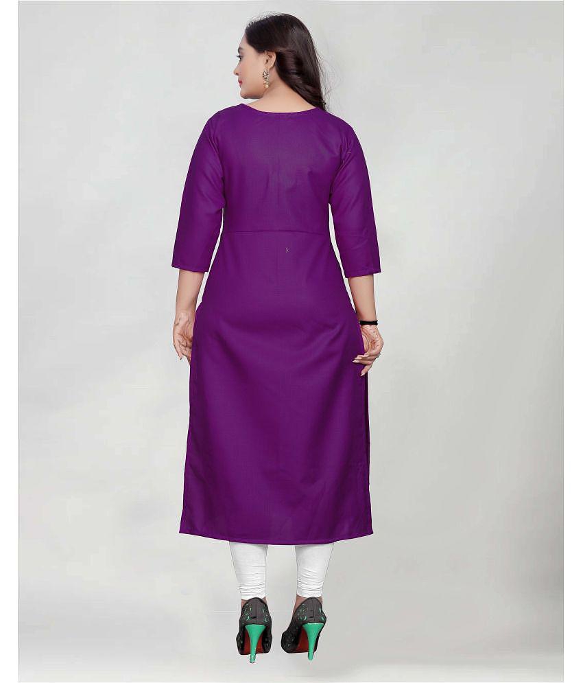 Buy Online Plo BROTHERS DEAL - Purple Cotton Blend Women's Straight Kurti ( Pack of 1 ) - None