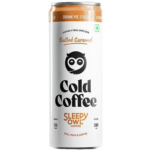 Sleepy Owl Cold Coffee - Salted Caramel, Thicker, Bolder, Creamier, 200 ml Can