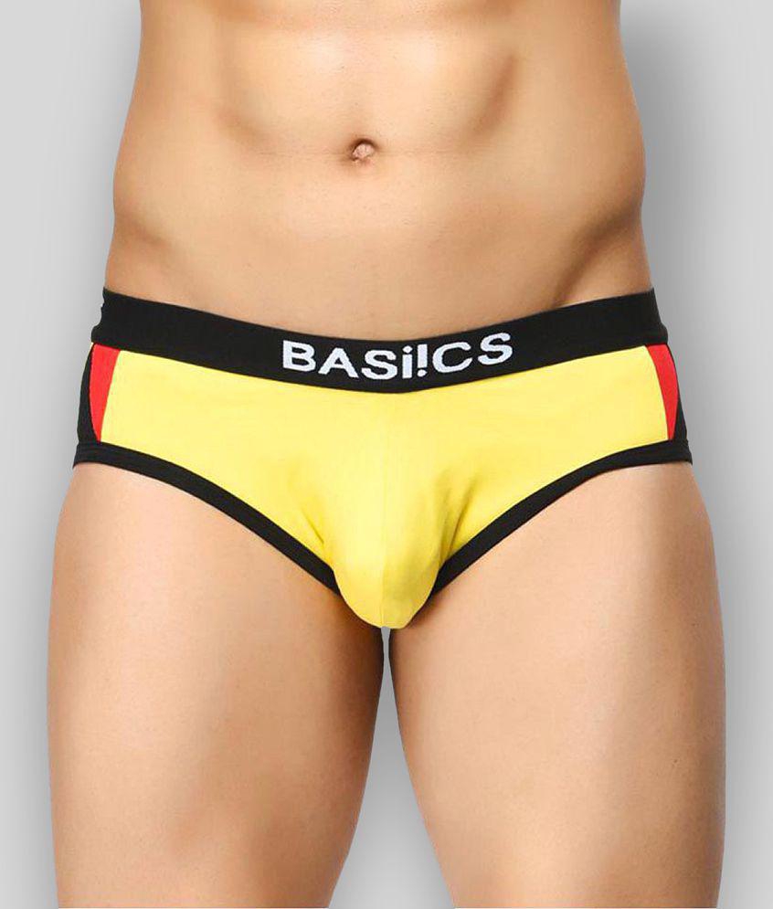New Men BASIICS By La Intimo - Yellow Cotton Blend Men's Briefs ( Pack of 1 ) - XL 2025 at ShopC