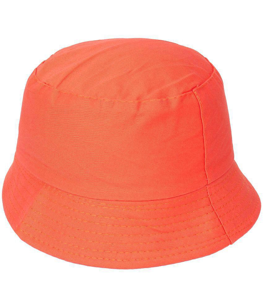 Exclusive Men Zacharias Girl's Cotton Solid Fishermen Bucket Hat Orange (Pack of 1) (8-14 Years)