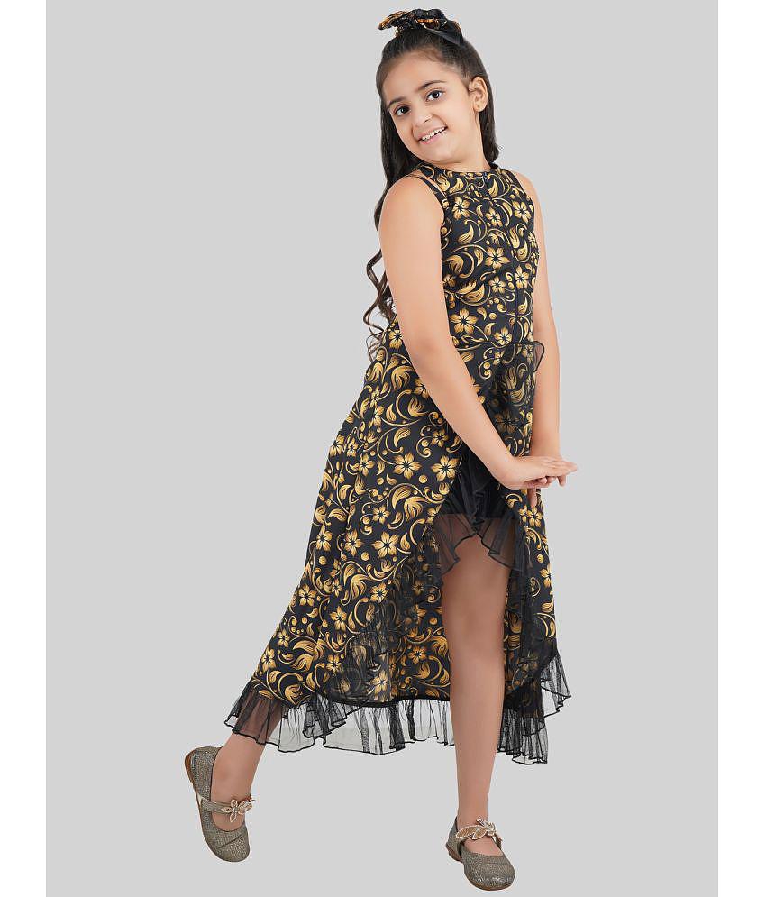Elegant Men Being Naughty - Black Polyester Girls Asymmetric Dress ( Pack of 1 ) - None 2025 at 