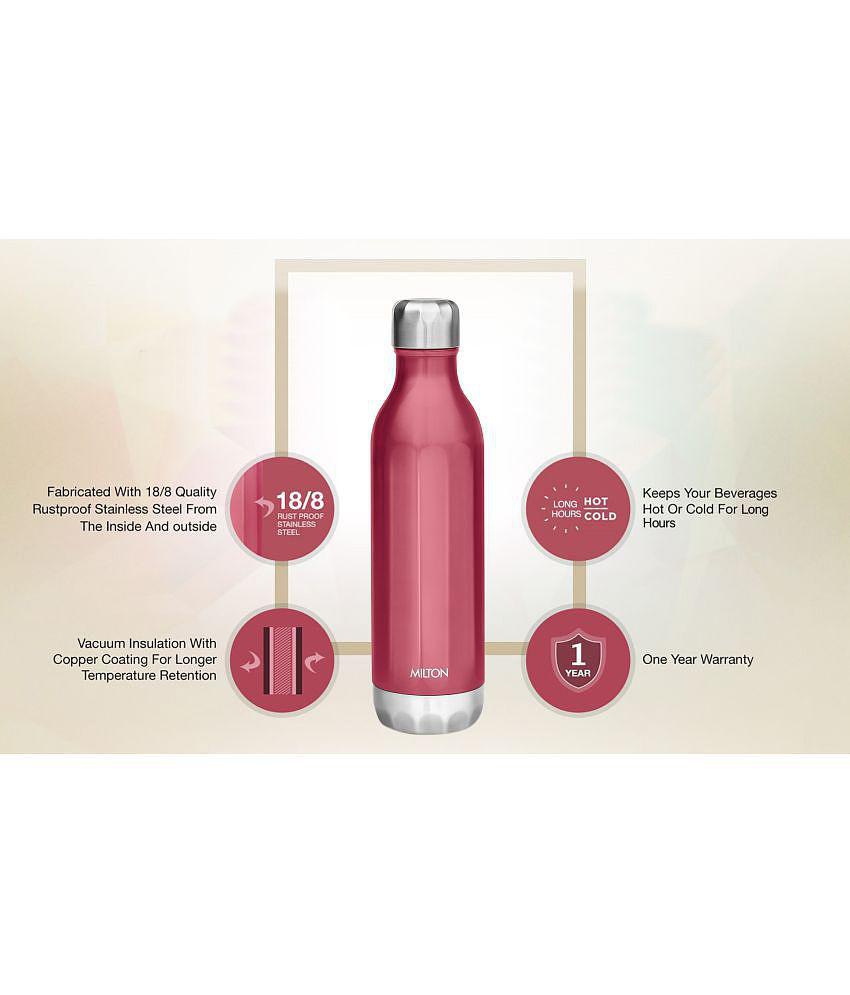 Milton Bliss 600 Thermosteel Hot and Cold Water Bottle, 500 mL (Red) - Red