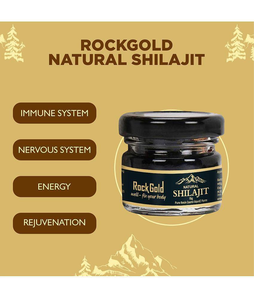 Rockgold Pure Ayurvedic Raw Shilajit/Shilajeet Resin (Semi Liquid) Provides Energy Level,for Men & Women - 15 Gram (Pack of 1)