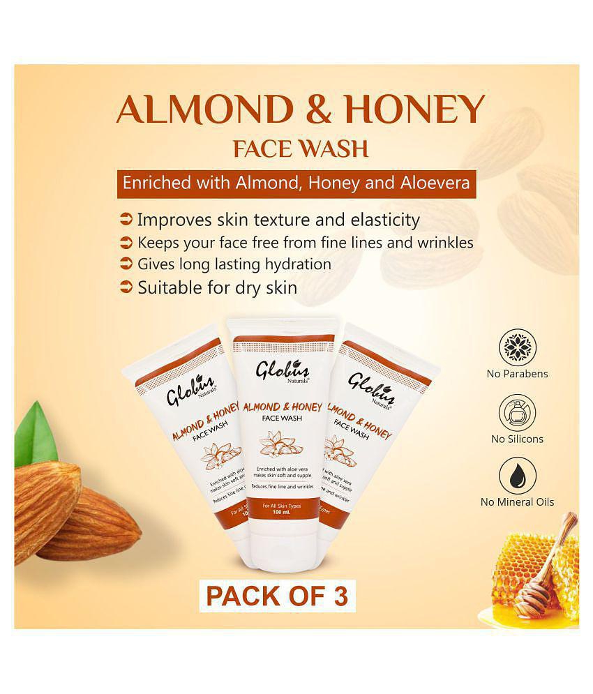 Globus Naturals Almond & Honey Gentle Face Wash 100 mL Pack of 3