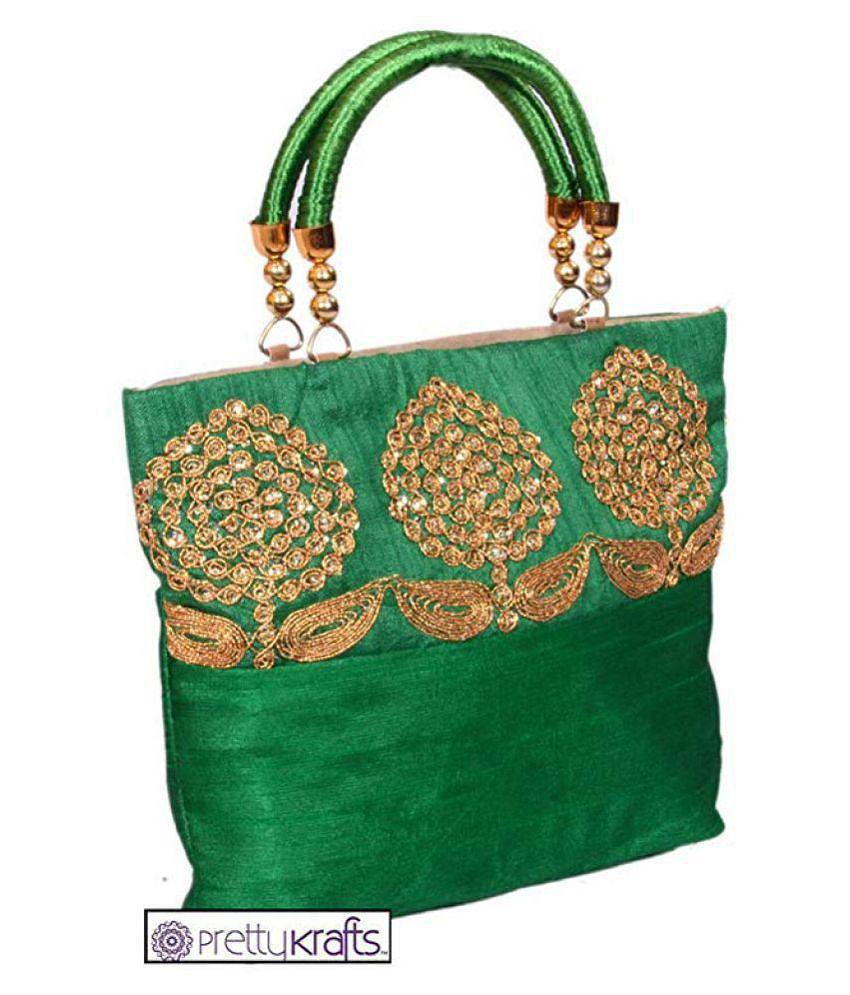 Elegant Men PrettyKrafts Green Cotton Handheld - Green 2025 at ShopCircuit | ONDC