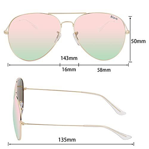 Bio-th Polarized Aviator Sunglasses: Cutting-Edge UV Protection with Metal Mirror Frame for Unisex Comfort and Style