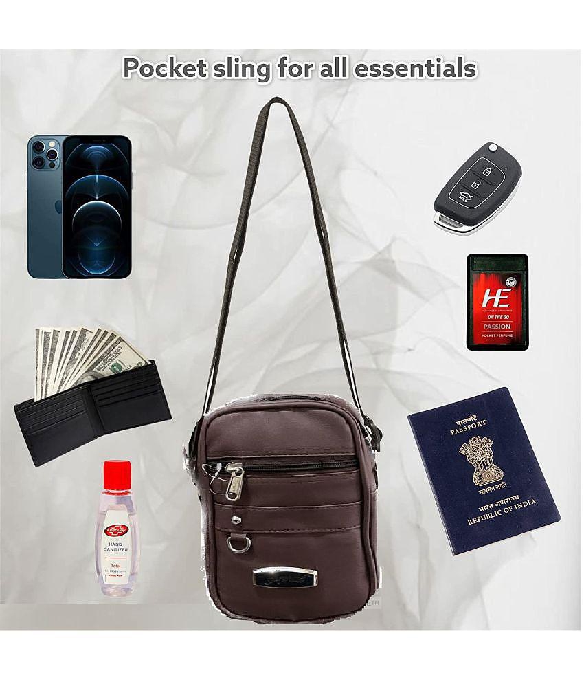 Chic Men Apnav MINI SLING Leather Brown Passport Holder - Brown 2025 at ShopCircuit | ONDC