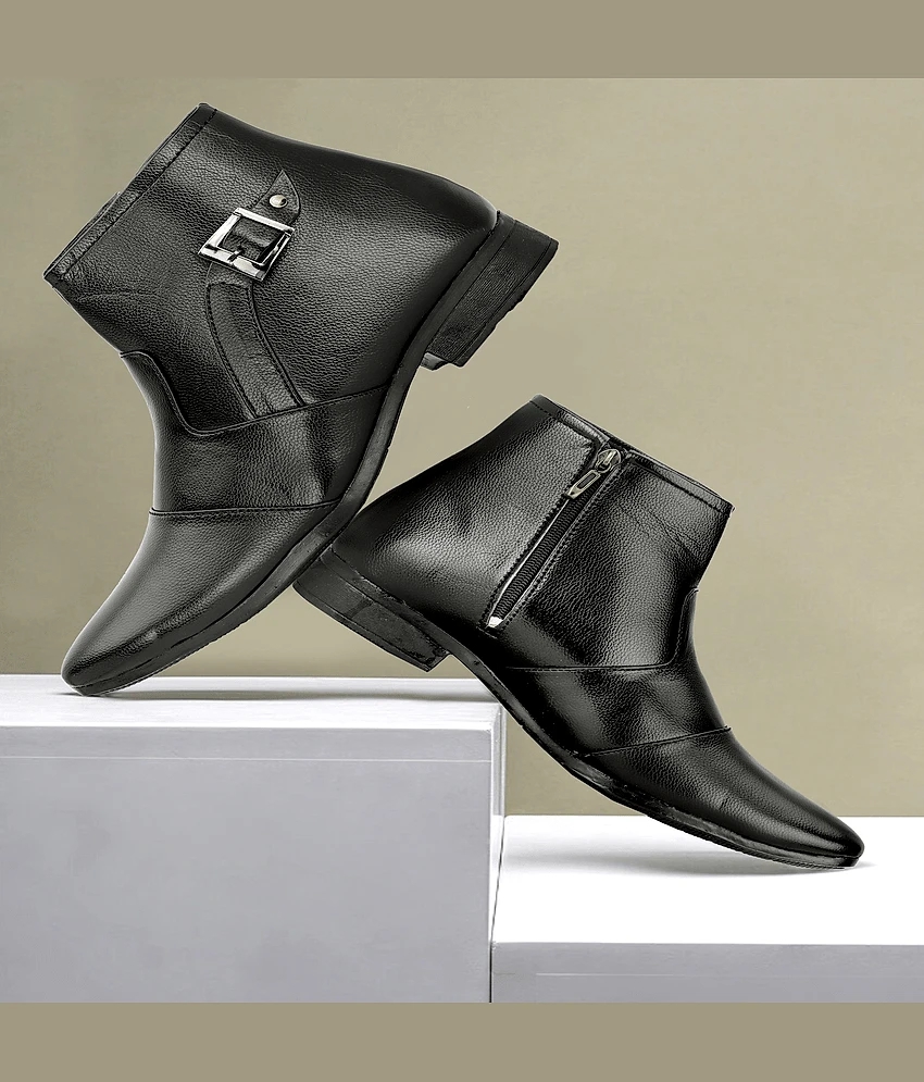 Top Accessories STALAG Black Mens Formal Boots - None 2025 at ShopCircuit | ONDC