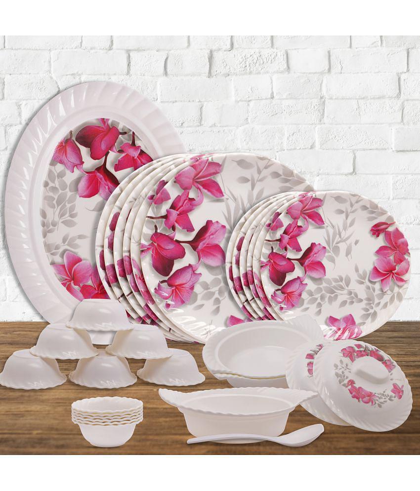 Homepro Fountain Wand White & Pink Melamine 32 Pcs Dinner Set - Multicolor