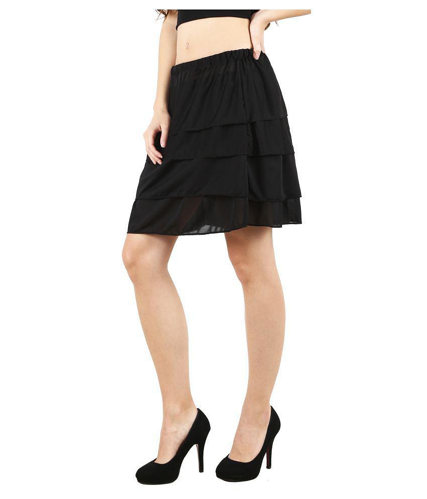 D Naked Polyester A-Line Skirt - Black - 24-28