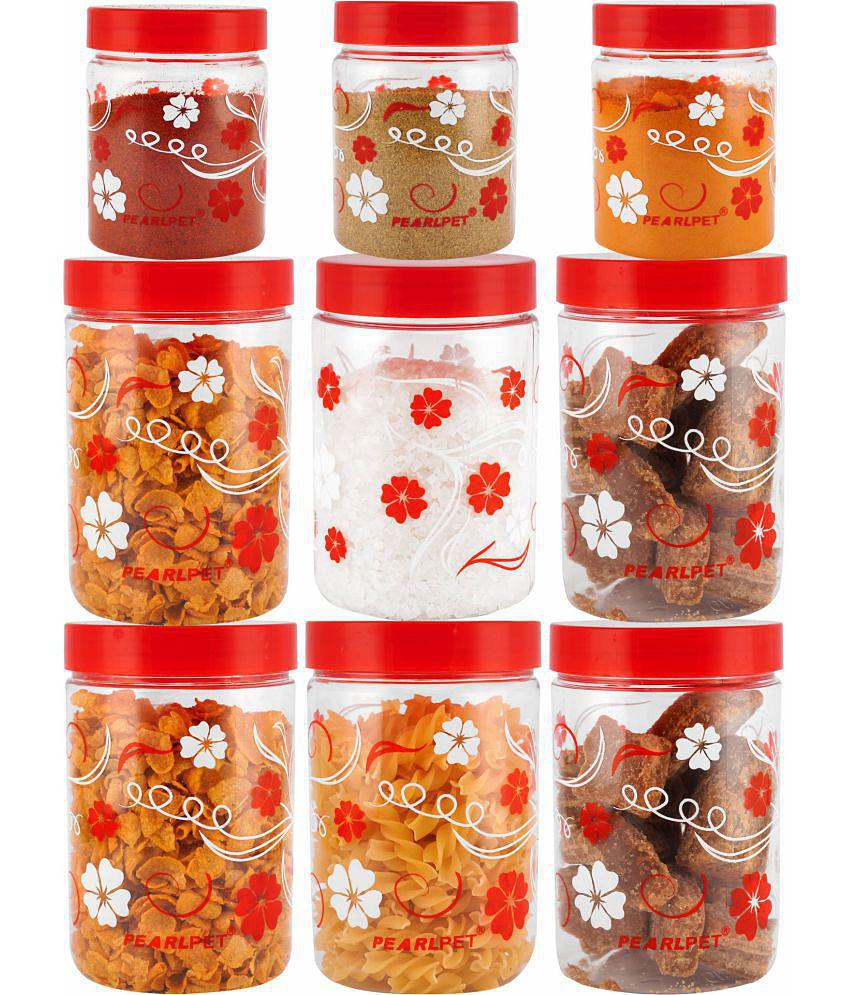 PearlPet - Red Polyproplene Food Container ( Pack of 9 ) - Red