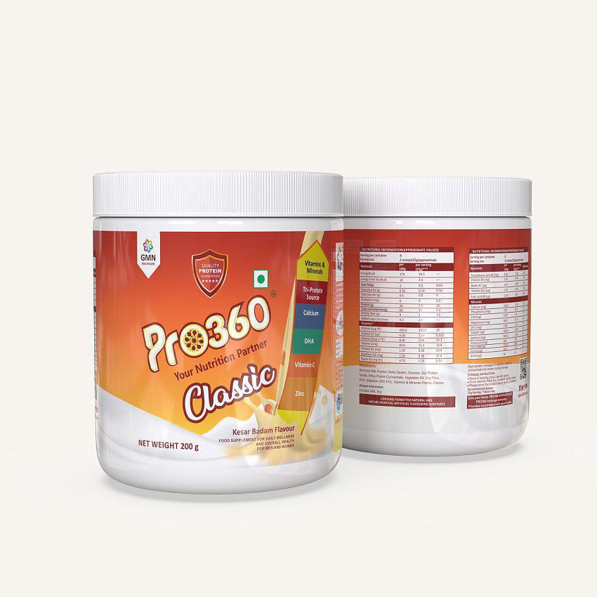 PRO360 Classic Protein Kesar Badam Health Drink Powder 200 gm