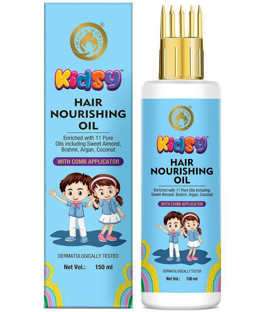 Mom & World Kidsy Hair Nourishing Oil With Comb Applicator for Kids, Dermatologically Tested, Enriched With 11 Pure Oils, 150ml