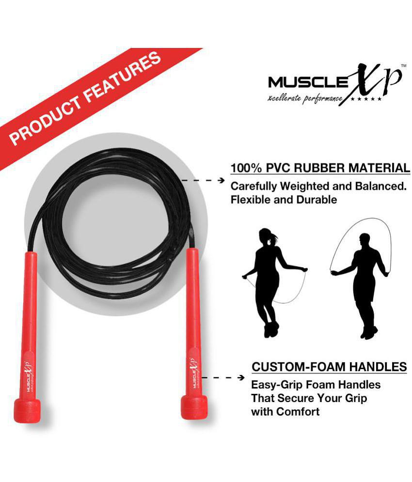 MuscleXP Skipping Rope (Jumping Rope) for Men, Women & Children, Tangle Free Jumping Rope for Kids (Red / Black) - ONESIZE