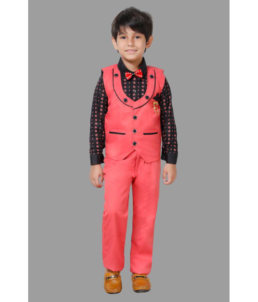 DKGF Fashion - Pink Cotton Blend Boys Shirt & Pants ( Pack of 1 ) - None