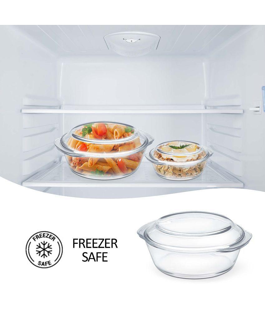 Treo by Milton 1700 Ovensafe Deep Round Borosilicate Glass Casserole, 1 Piece, 1675 ml, Transparent | Microwave Safe | OTG Safe | Freezer Safe | Dishwasher Safe - Transparent