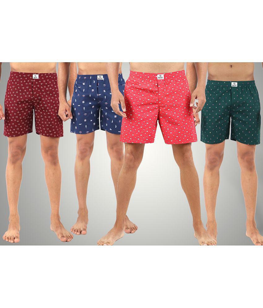 Supersquad Multicolor Cotton Mens Boxer- ( Pack of 4 ) - None