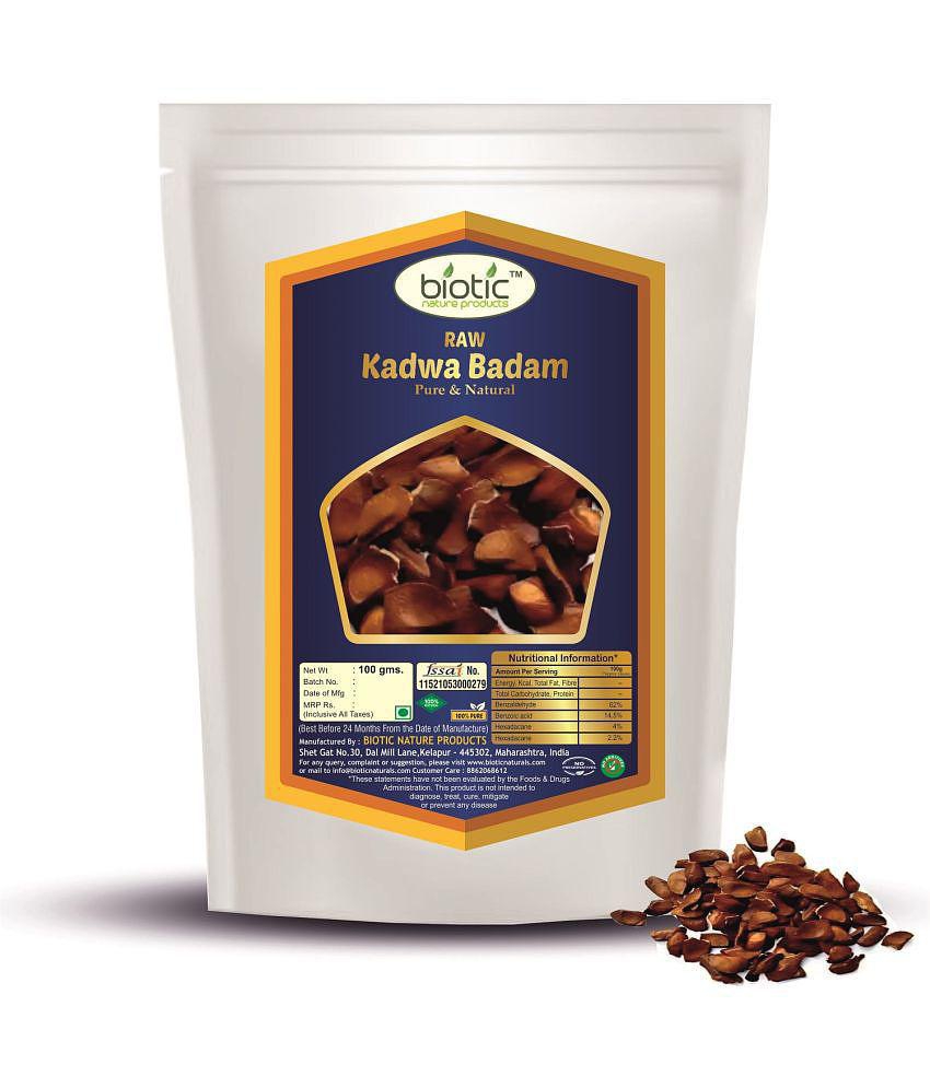 Biotic Raw Kadwa Badam - Bitter Almonds Seed - Diabetes Almonds - Sugar Badam 100 gm