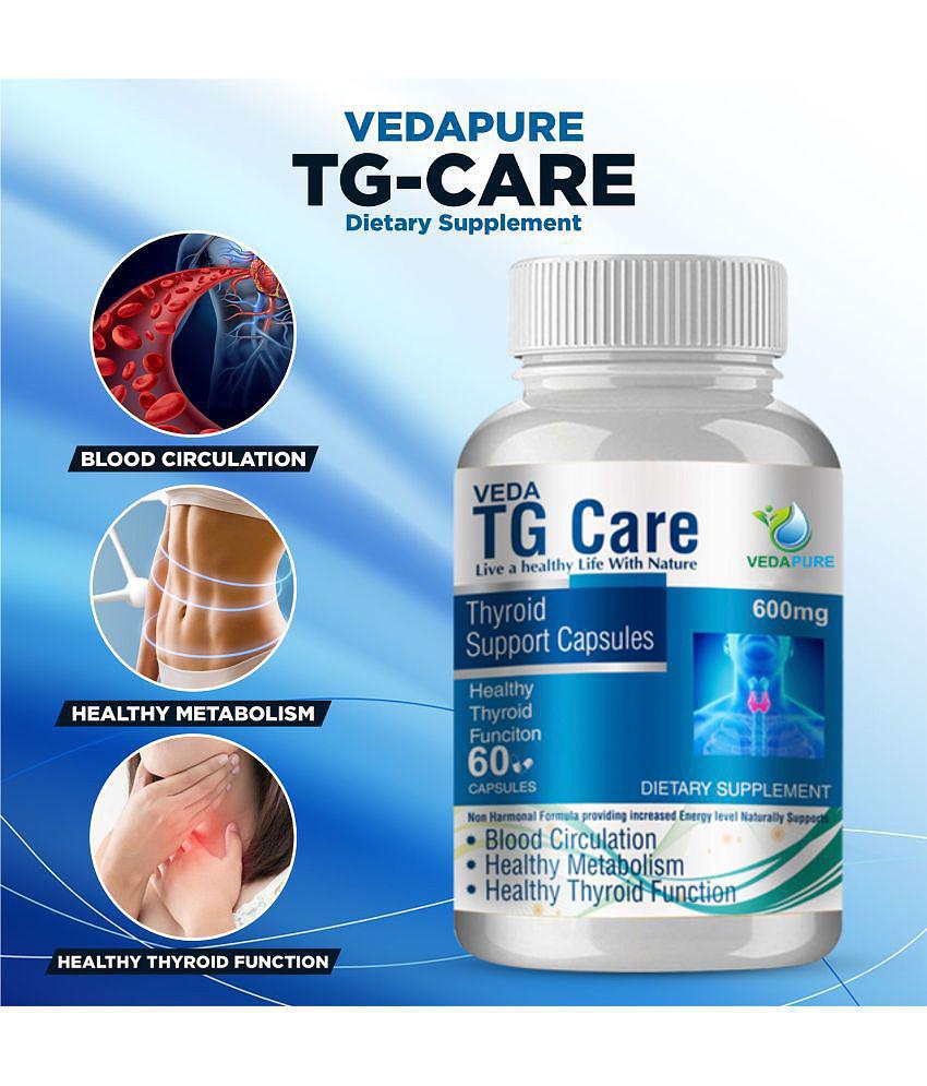 Vedapure Natural TG Care Thyroid Support Supplement For Men And Women's Health- 60 Capsules (Pack of 1)