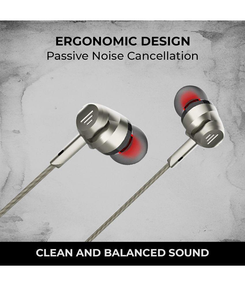 Tecsox Bassbuds Alpha 3.5 mm Wired Earphone In Ear Passive Noise cancellation Gray