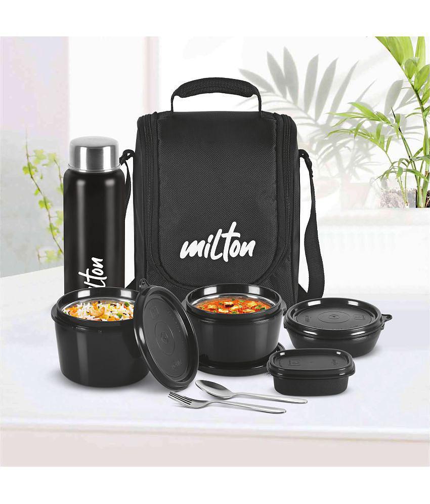 Milton PRO LUNCH,BLACK Stainless Steel Lunch Box 5 - Container ( Pack of 1 )