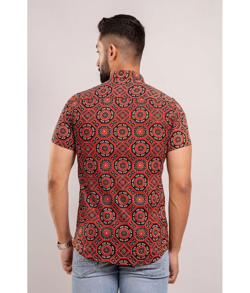 Premium Men Frionkandy 100% Cotton Regular Fit Printed Half Sleeves Mens Casual Shirt - Black ( 