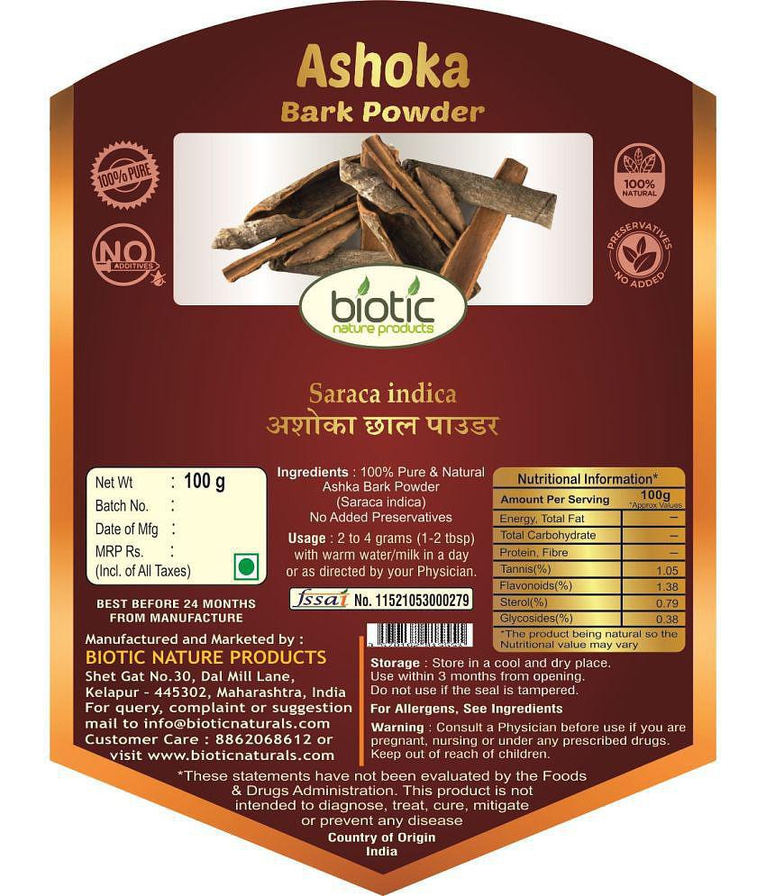 Biotic Ashoka Bark Powder (Saraca Indica) Ashoka chaal Powder 100 gm