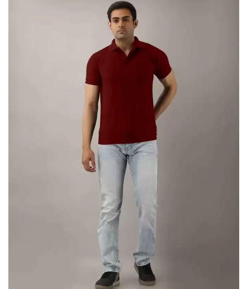 Latest Men SKYRISE - Burgundy Cotton Blend Slim Fit Men's Polo T Shirt ( Pack of 1 ) - None 2025