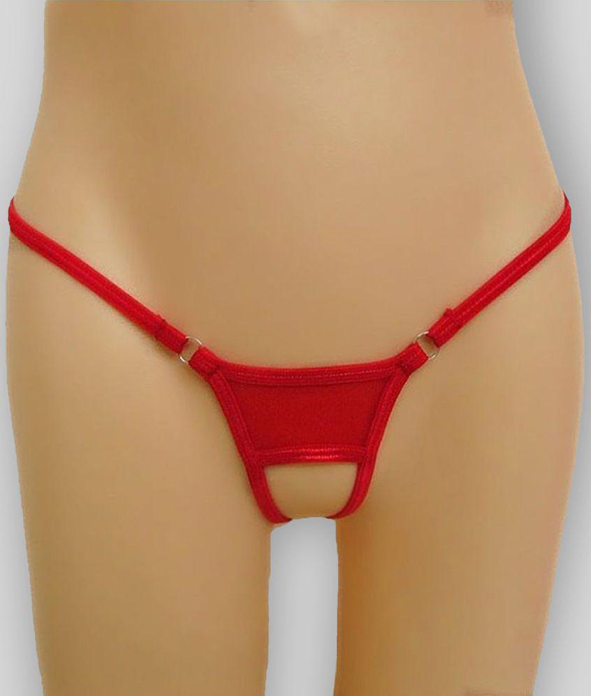 D Naked - Red Cotton Lycra Women's G-Strings ( Pack of 1 ) - None