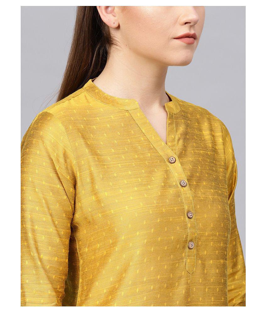 KSUT Yellow Silk Straight Kurti - S