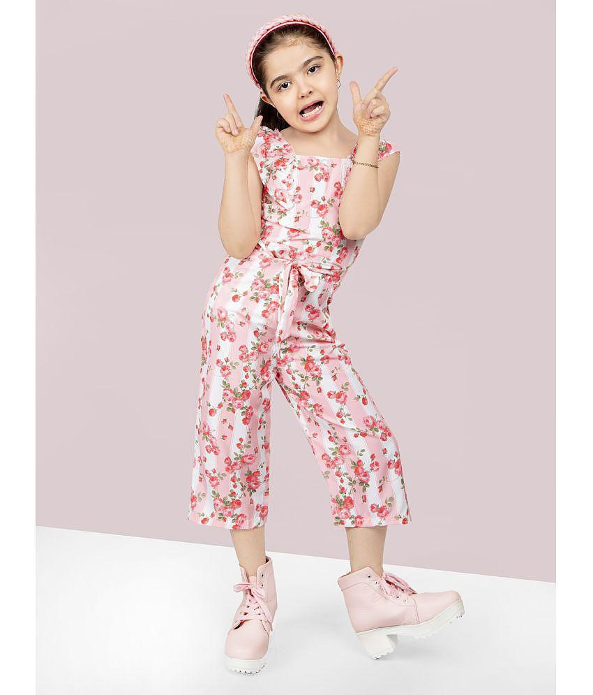 Naughty Ninos - Peach Polyester Girls Jumpsuit ( Pack of 1 ) - None