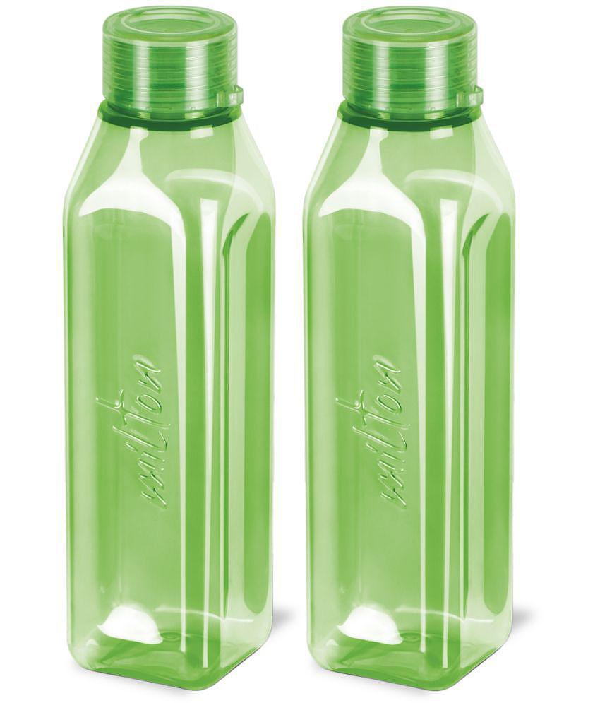 Milton Prime 1000 Pet Water Bottle, Set of 2, 1 Litre Each, Green - Green