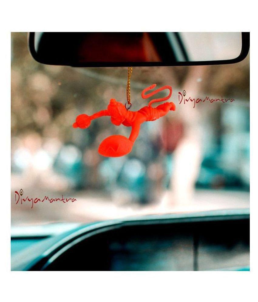 Divya Mantra Combo Of Two Orange Flying Hanuman Car Mirror Hangings DÃ©cor